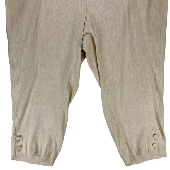 J. Jill Linen Pants Women 4X Tan Stretch Elastic Waistband Cropped Beach Coastal - Picture 3 of 12